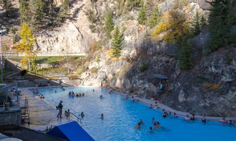 The World Famous Radium Hot Springs Mineral Pools Are Surrounded By Natural Rock Walls