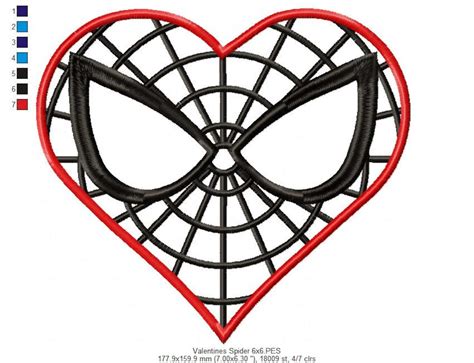 Valentines Heart Spider Man Applique Embroidery Design 4x4 Etsy