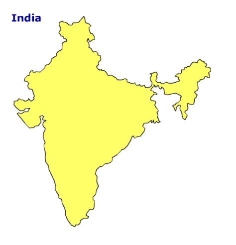 India Map Terrain Area And Outline Maps Of India Countryreports