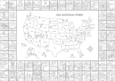 Printable National Parks Map 14x11 Poster Us Etsy Your Printable Us