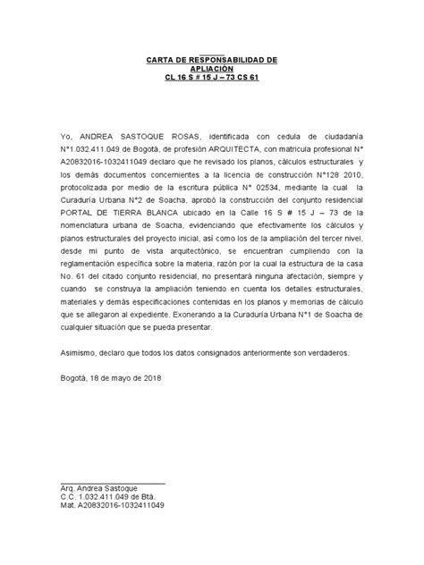 Carta De Responsabilidad Estructural Pdf