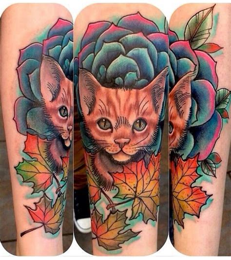 Love The Blues Skin Candy Flower Sleeve Dagger Tattoo Cool Tats Cat