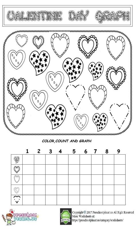graphing worksheets kindergarten valentine day graph