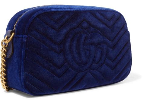 Gucci Marmont Velvet Blue Cobalt Small Camera Bag Brandconscious