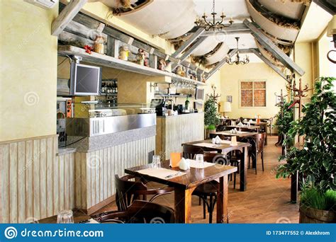 Interior Of Cozy Italian Restaurant Stock Photo Image Of Lamp Europe