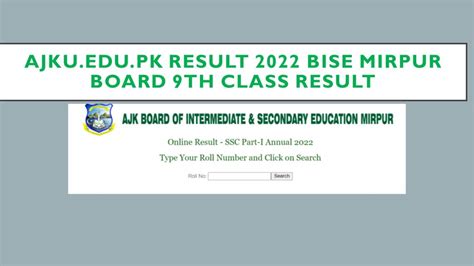Pk Result 2022 Bise Mirpur Board 9th Class Result 21 9 2022