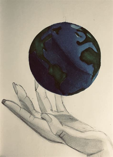 Earth In Hand Drawing Drawings Artwork How To Draw Hands