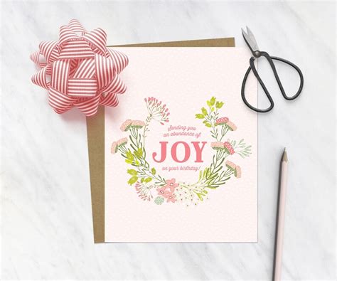 Wishing You Joy Birthday Card Joyful Birthday Card Cute Etsy