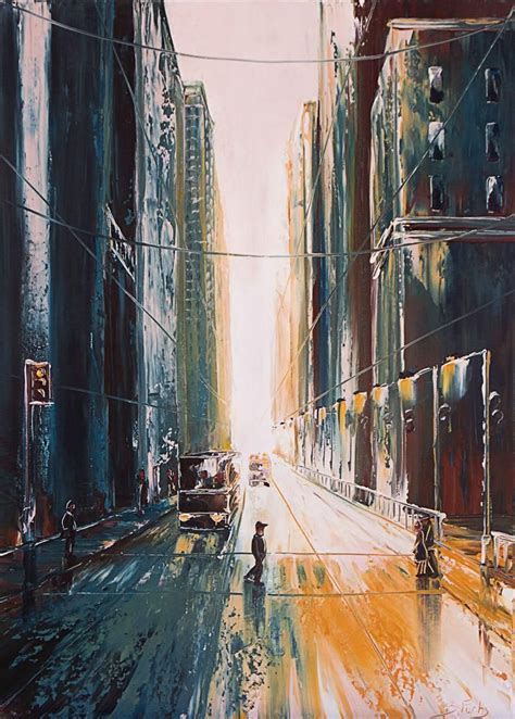 Cityscape Painting Contemporary Abstract City Wall Art Canvas Etsy In