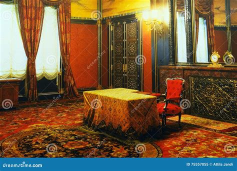Imperial Room Reconstruction With Huge Wooden Dining Table Editorial
