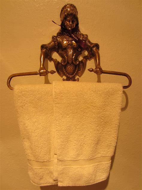 Victorian Maid Vintage Brass Towel Holder For Sale