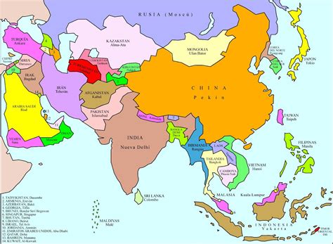 Mapa Asia Politico Capitales