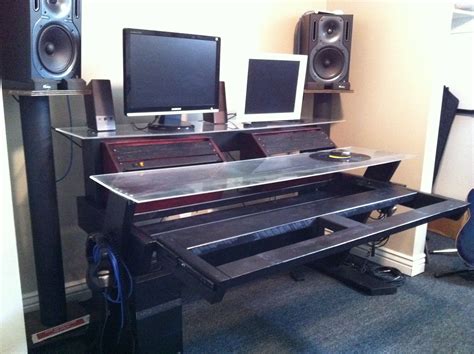 Diy steel studio table with keyboard drawer. Studio desk, Diy studio desk, Desk
