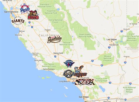 Oakland (california league) baseball team. California League Map | Minor league baseball, League, Art ...
