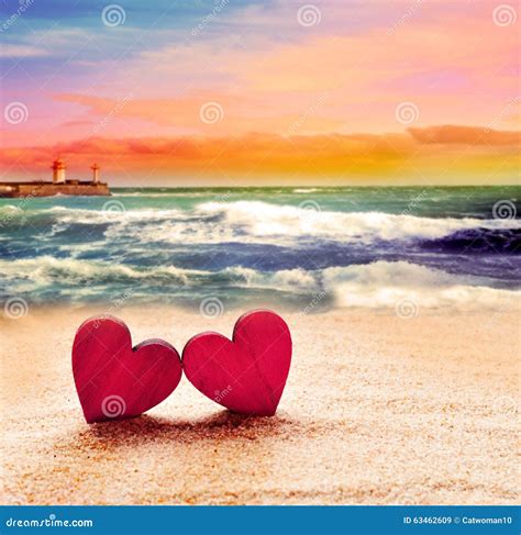Two Hearts On The Summer Beach Stock Image Image Of Funny Outdoor