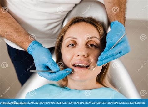 Dentist Examines Girl Mouth And Teeth And Treats Toothaches Happy