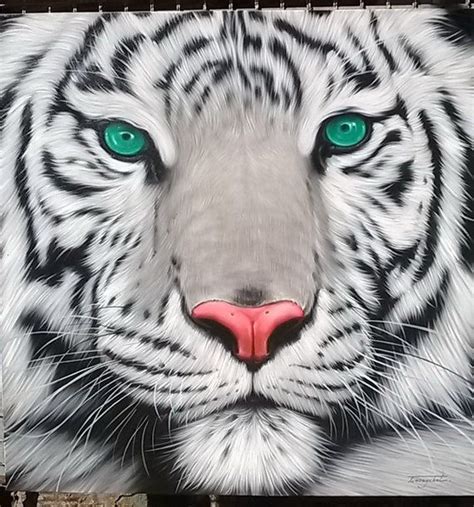 Tigre Blanco Pintura Pintura Al óleo Sobre Lienzo Tamaño 40 X 40