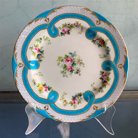 Minton Porcelain Plate Blue With Flowers C 1915 Moorabool Antiques