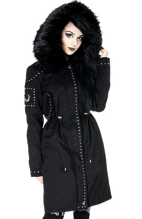 Moon Parka Black Gothic Winter Coat With Oversized Fur Hood Restyle