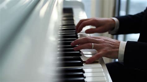 Pianist Plays The Piano Fingers Run Over The Keys Musician Plays The