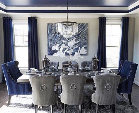 Navy Blue Dining Room Decor Traditional Dining Room Design In Navy