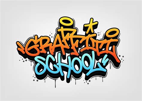 Graffiti School Tag Graffiti Style Label Lettering Vector Illustration