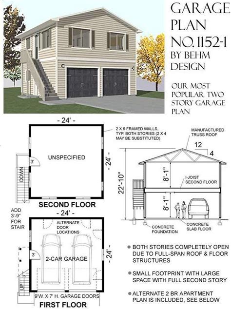 Garage Plans Two Car Two Story Garage With Apartment Outside Stairs