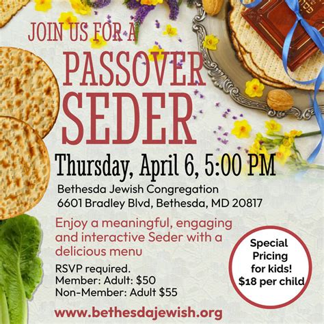 Second Night Passover Seder Event Bethesda Jewish Congregation