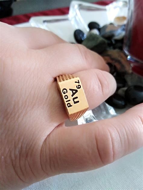 Gold Element Ring Au Gold Ring Periodic Table Ring Periodic Etsy