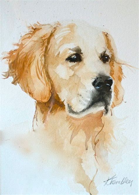 Watercolor Golden Retriever Watercolor Watercolor Dog Animal Paintings