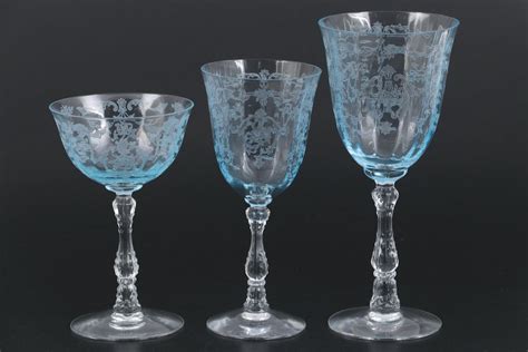 Fostoria Navarre Blue Glass Stemware 1973 1982 Ebth