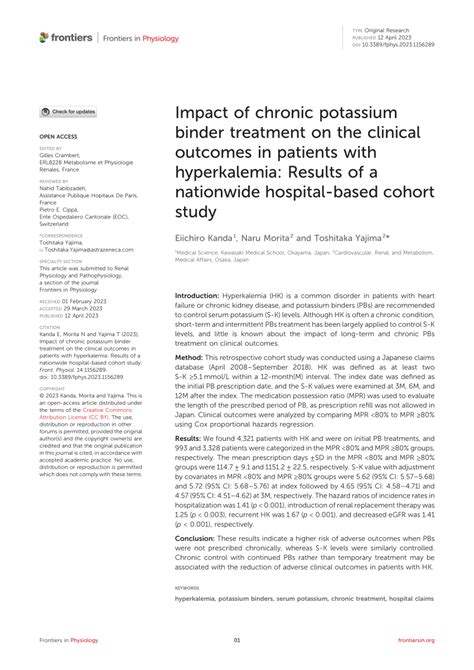 Pdf Impact Of Chronic Potassium Binder Treatment On The Clinical