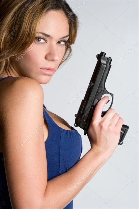 Woman With Gun Stock Photo Keeweeboy