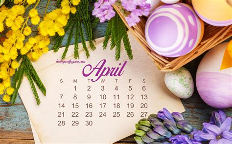 Download Wallpapers 2019 April Calendar Easter Spring Easter Eggs
