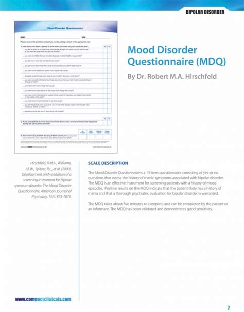 Mood Disorder Questionnaire Mdq Class Professional Publishing