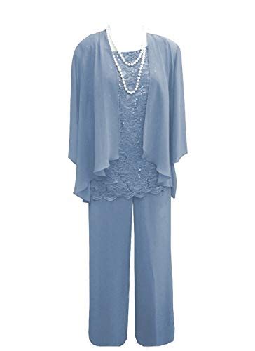 Mother Of The Bride Dress Pant Suits Womens Chiffon Lace With Long