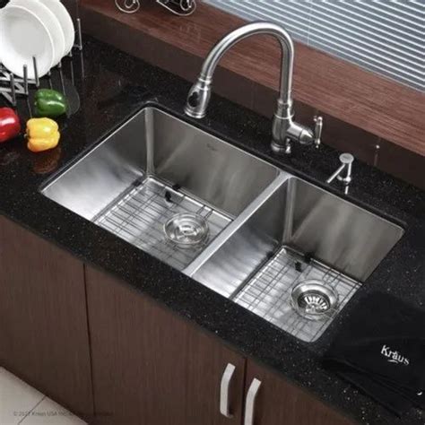 Stainless Steel Undermount Ss302 Double Bowl Sink Size 45x20x10 Cm At