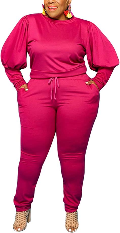 Aro Lora Women Plus Size Jogging Suit 2 Piece Outfits Puff Sleeve T