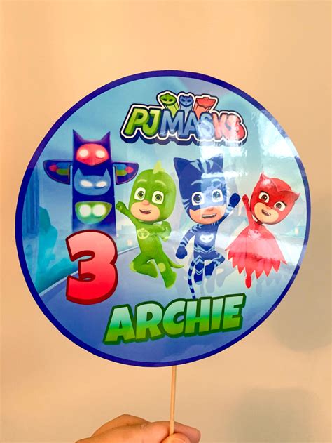 Pj Masks Personalised Birthday Cake Topper Wipeable Unofficial Etsy Uk