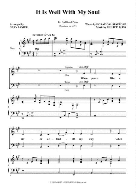 It Is Well With My Soul Choir Satb With Piano By Philip P Bliss