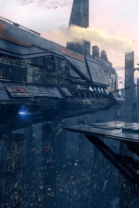 640x960 Spaceship Scifi City Iphone 4 Iphone 4s Hd 4k Wallpapers