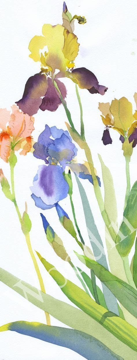 Irises Watercolor Flower Art Flower Painting Art Painting