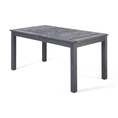 Nestor Acacia Wood Rectangle Expandable Dining Table Dark Gray