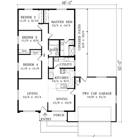 Adobe Southwestern Style House Plan 4 Beds 2 Baths 1400 Sqft Plan