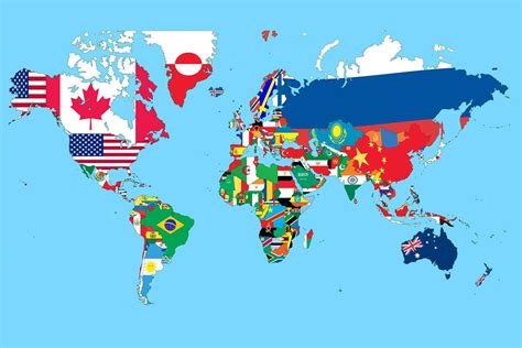 World Map With Flags And Names Map