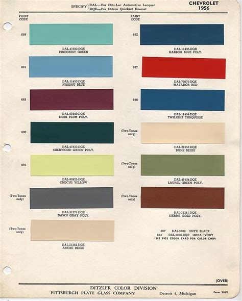 1966 Chevrolet Color Chart