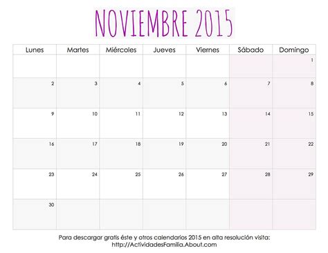 Calendario De Festividades En Noviembre 2015