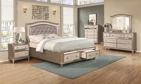 Bedroom Elegant Classic Furniture 4pc Set Uph Eastern King Size Bed W Storage Fb Platinum