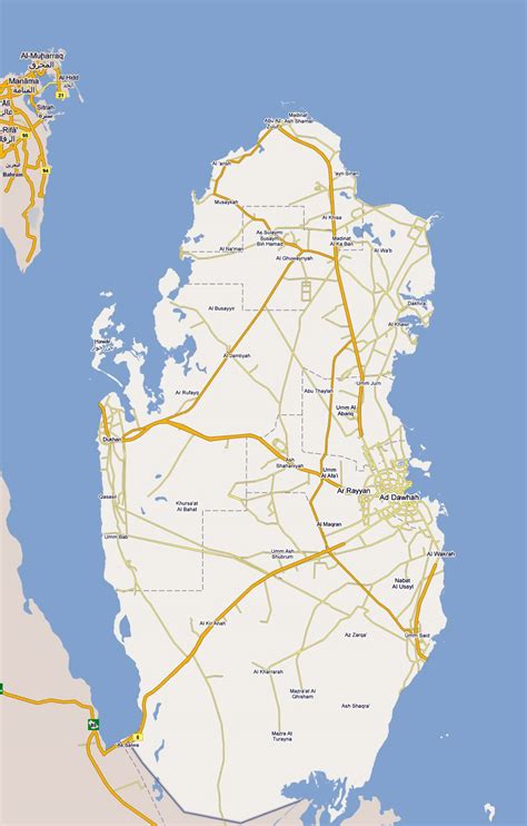 Get free map for your website. Large road map of Qatar with cities | Qatar | Asia ...