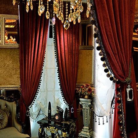 Luxury Pom Poms Curtain For Living Room Blackout Velvet 2 Panels